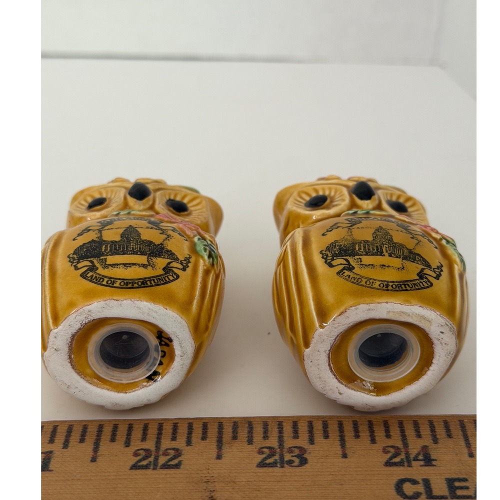 VTG Arkansas Souvenir Owl Salt Pepper Shakers Ceramic Japan 1970s Kitsch 3.5" - Picture 3 of 4